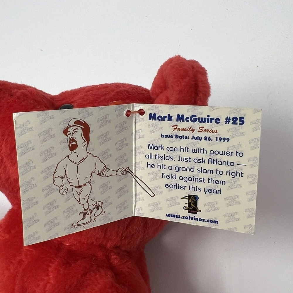 Salvinos Big Bammers Mark McGwire #25 Plush Bear 10 Inch Red MLB Collectible Toy - Picture 2 of 12